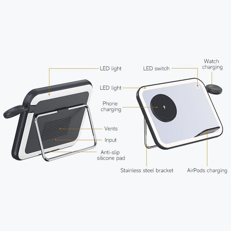 15W 3 In 1 Magnetic Led Makeup Mirror Charger - White