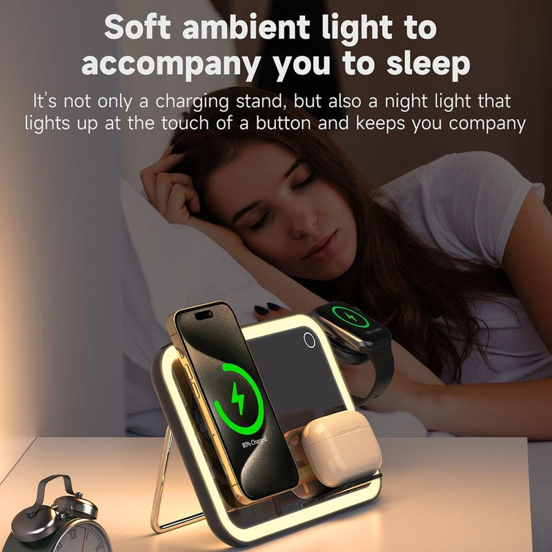 15W 3 In 1 Magnetic Led Makeup Mirror Charger - White