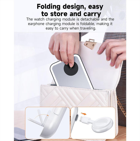 15W 3 In 1 Magnetic Led Makeup Mirror Charger - White