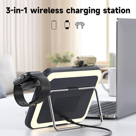 15W 3 In 1 Magnetic Led Makeup Mirror Charger - White