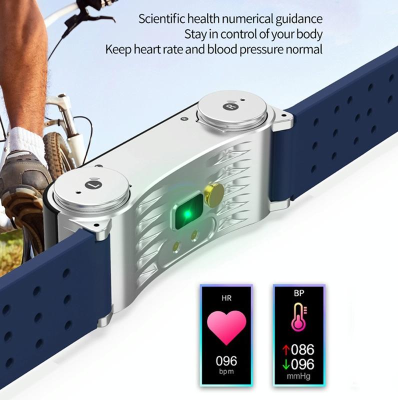 Bluetooth Headset Bracelet With Hr / Bp Monitoring & Temp. Measurement - Blue