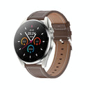 Waterproof Leather Smartwatch With Colour Display - Black