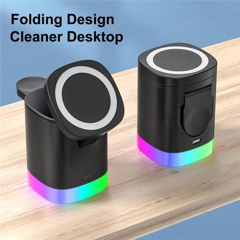 3 In 1 Magnetic Wireless Charger For Iphone Iwatch Airpods - White