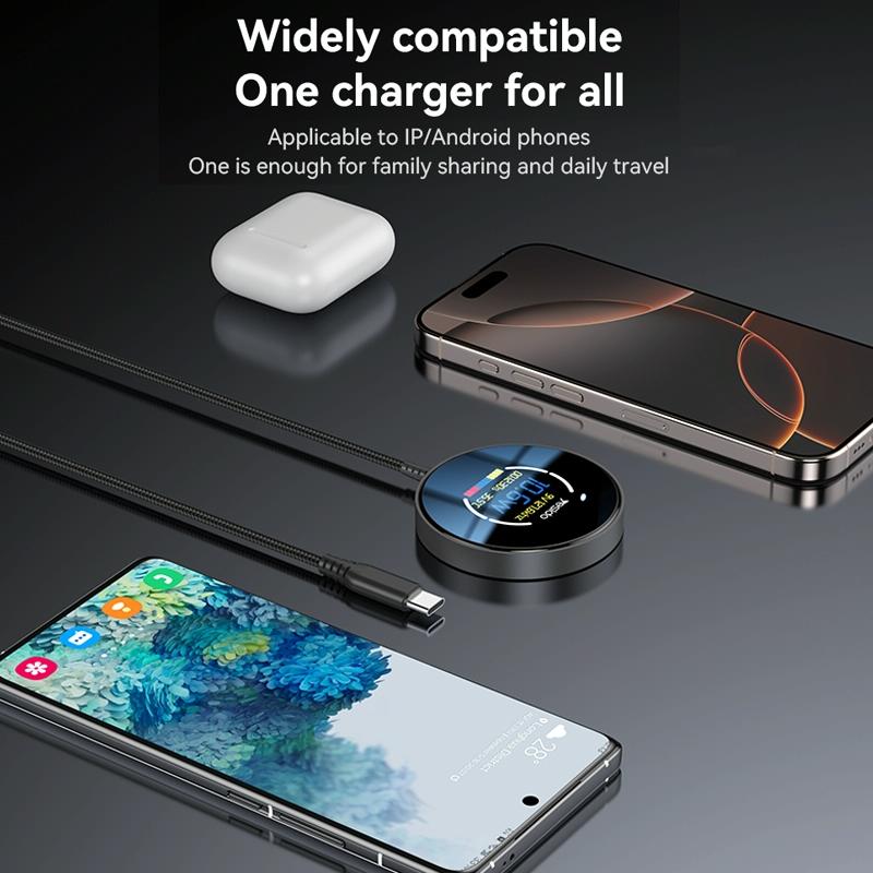 15W Magnetic Wireless Charger With Digital Display 1.2M