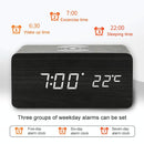 5W Wooden Wireless Charger With Led Mirror Display And Sub Alarm Clock - Bamboo
