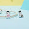 925 Sterling Silver Platinum Plated Happy Bear Heart Diy Beads