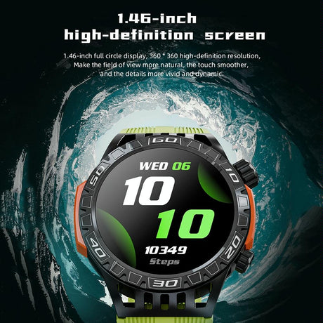 1.46 Inch Ip68 Waterproof Sos Flashlight Bluetooth Smart Watch - Black