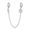 925 Sterling Silver Platinum Opal Bow Safety Chain