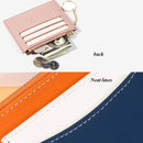 Portable Simple Card Holder Coin Purse With Keychain Unisex Pu Wallet - Blue