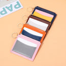 Portable Simple Card Holder Coin Purse With Keychain Unisex Pu Wallet - Blue