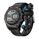 1.53 Inch Ip67 Bt5.0 Sport Smart Watch With Earbuds Support Bluetooth Call / Sleep / Blood Oxygen / Heart Rate / Blood Pressure Health Monitor - Black