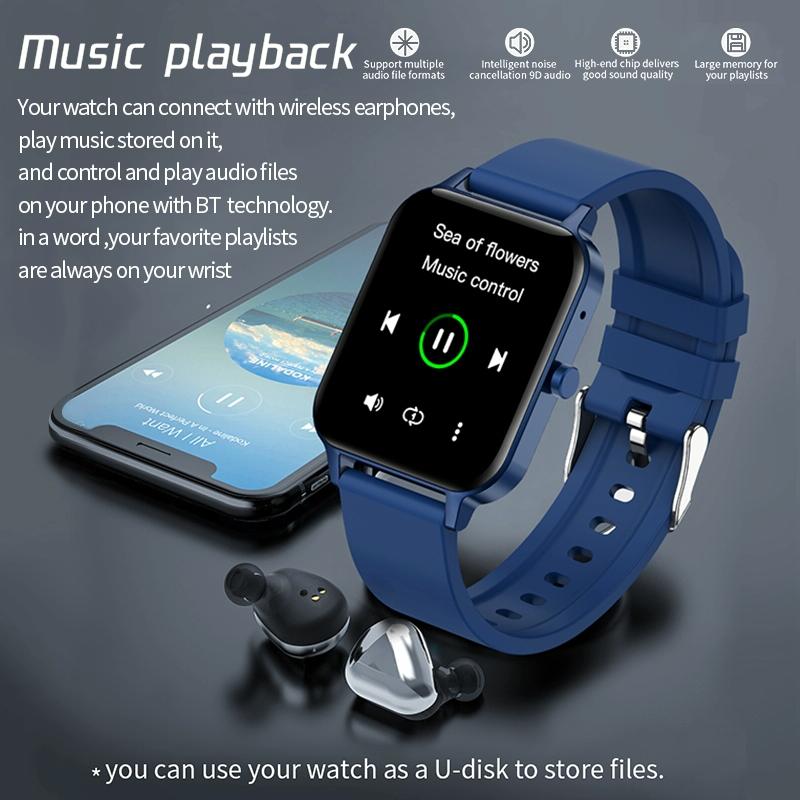 1.69 Inch Ips Touch Screen Ip68 Waterproof Smart Watch Support Sleep Monitoring / Heart Rate Monitoring / Bluetooth Call / Body Temperature Monitoring - Black