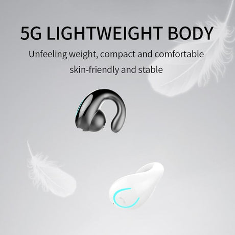 Ultra-light Wireless Earphone with Mic - Bluetooth 5.0 - Ear Clip - Stereo - White