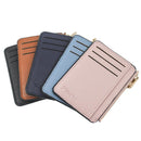 Multi Slot Zipper Card Holder Large Capacity Ultra Thin Coin Purse - Black