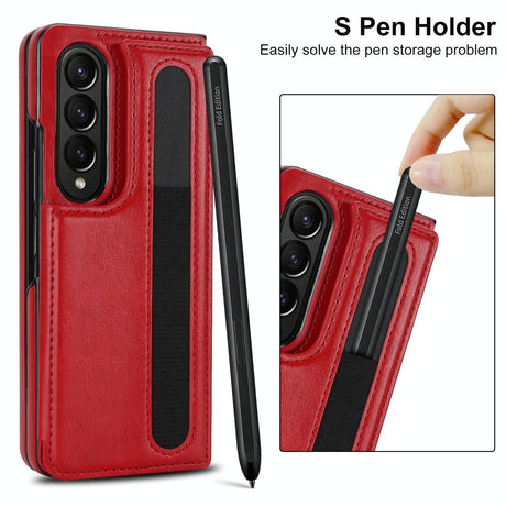 Double Buckle Foldable Phone Case with Pen Slot - White