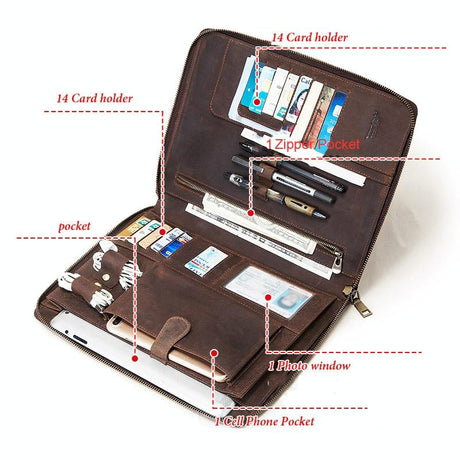 Black Leather Business Handbag For Computer Protection