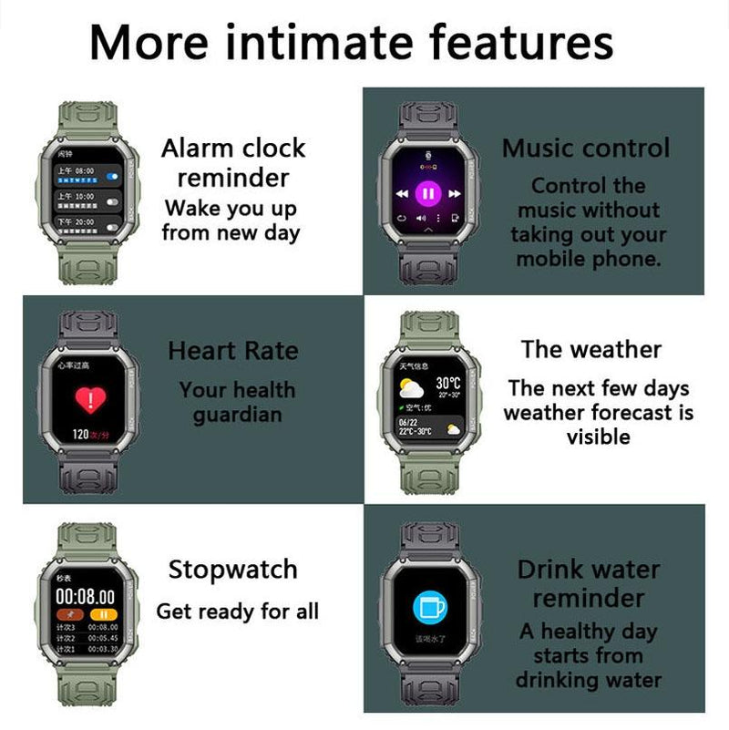 1.8 Inch Heart Rate Blood Pressure Monitoring Smart Calling Watch - Black