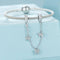 925 Sterling Silver Platinum Plated Butterfly Safety Chain Bracelet