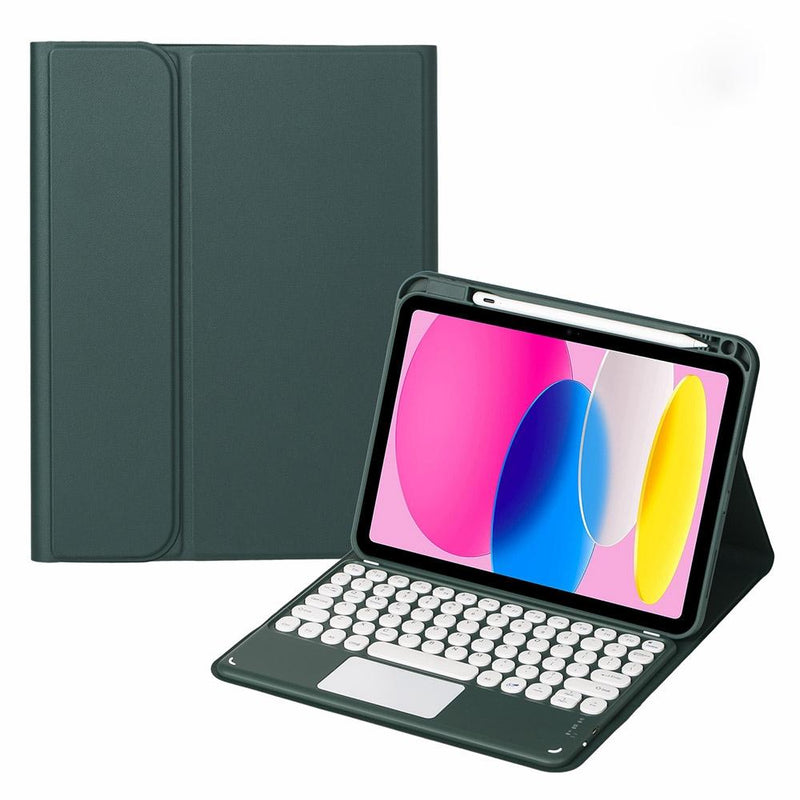 2022 Ipad 10.9 Touch Keyboard Leather Case With Pen Slot - Light Green