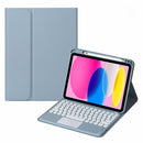 2022 Ipad 10.9 Touch Keyboard Leather Case With Pen Slot - Light Green
