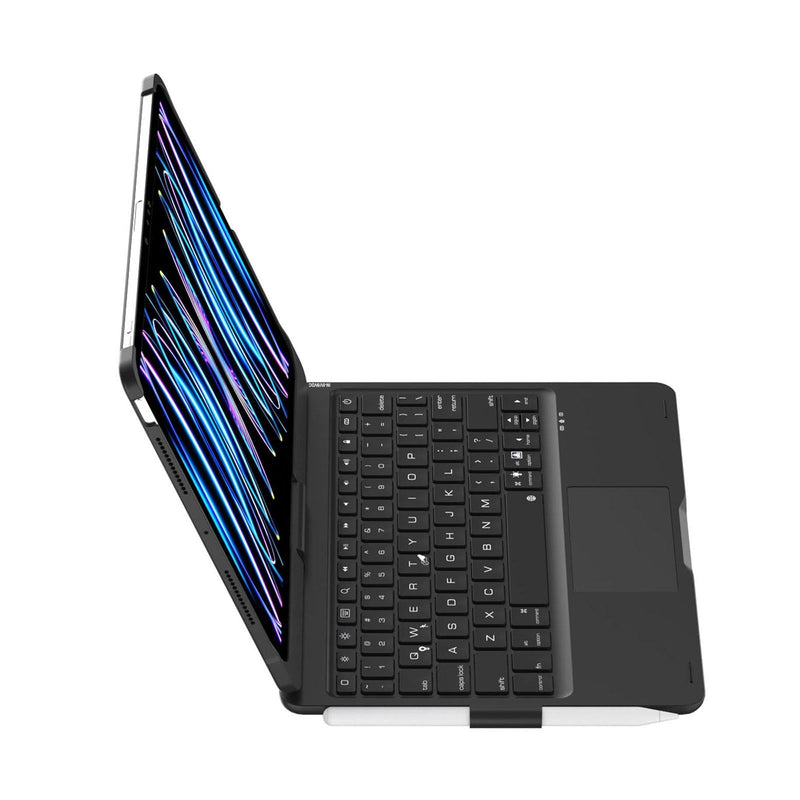 360 Degree Rotating Bluetooth Keyboard Leather Case For Ipad Pro 11 With Backlight - Black