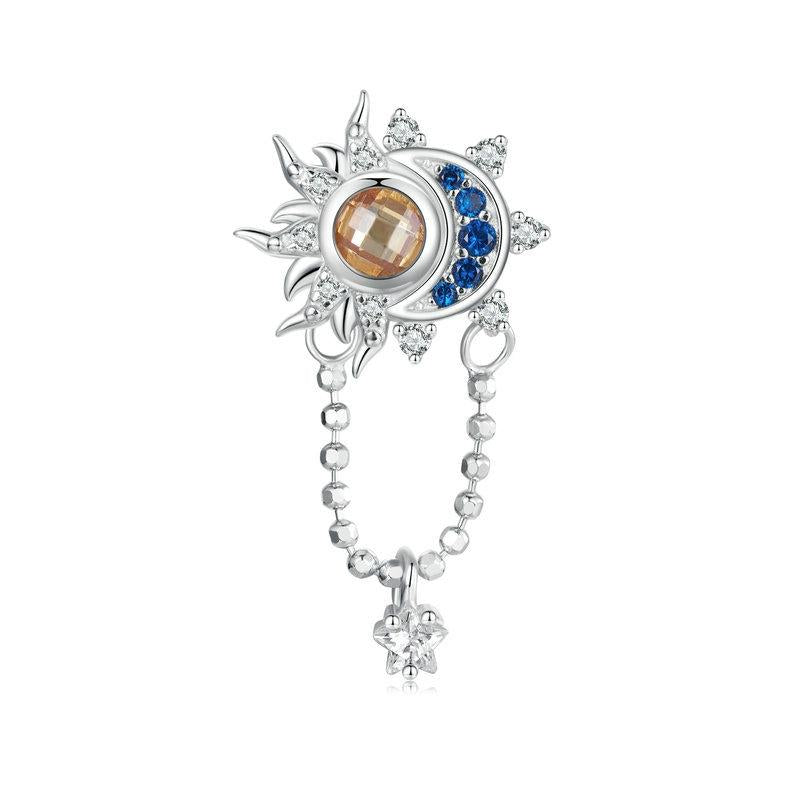 925 Sterling Silver Sun Moon Beaded Diy Pendant