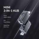 3-In-1 Usb Aluminum Mini Hub Adapter - Black