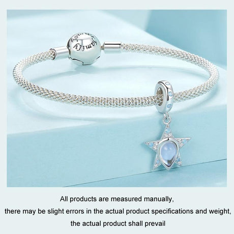 925 Sterling Silver Blue Star Beaded Bracelet