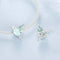 925 Sterling Silver Platinum Plated Hummingbird Flower Diy Beads