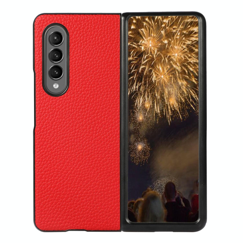 For Samsung Galaxy Z Fold4 5G Litchi Texture Case - Two Tone - Black