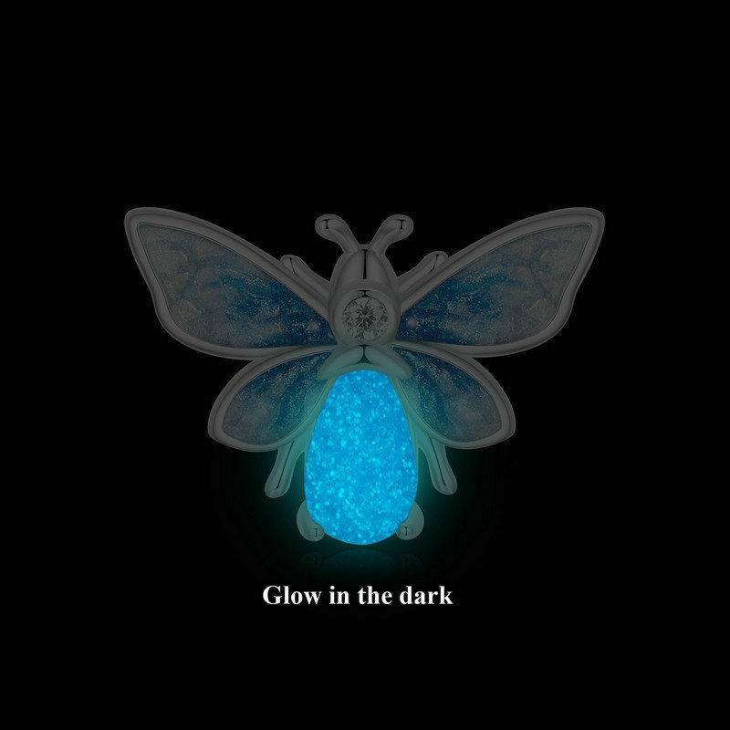 925 Sterling Silver Blue Luminous Zircon Bee Silicone Diy Beads