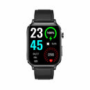 1.7 Inch Hd Square Screen Leather Strap Smart Watch Supports Body Temperature Monitoring / Blood Oxygen Monitoring - Black