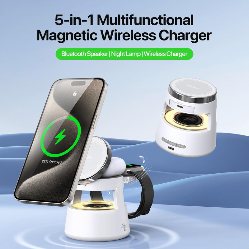 5 In 1 Magnetic Wireless Charger With Bluetooth Speaker
