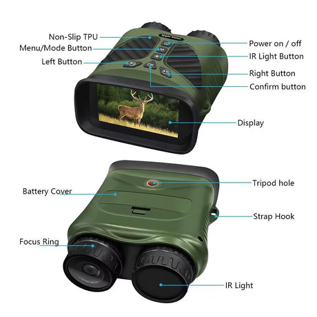 3 Ips Screen Digital Night Vision Binoculars with 3 Display - Black