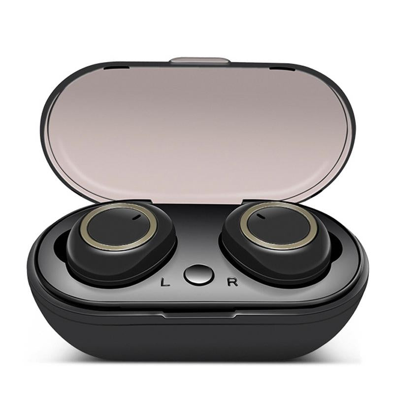 Mini Invisible Tws Bluetooth 5.0 Earphones with Charging Box & Mic - Black