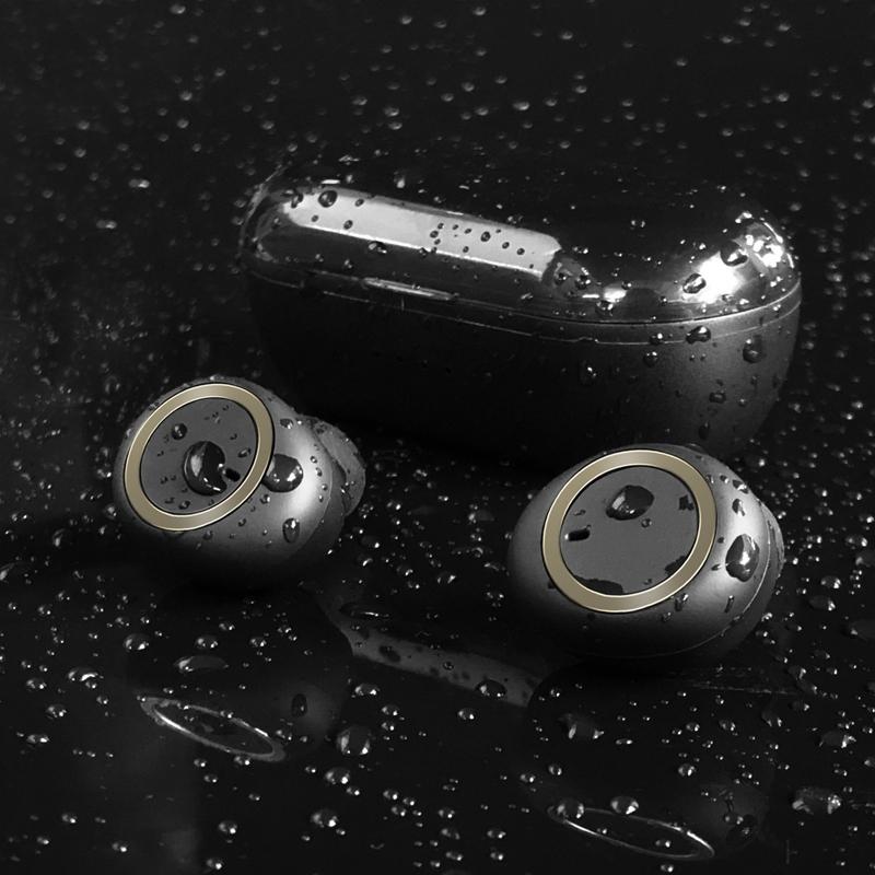 Mini Invisible Tws Bluetooth 5.0 Earphones with Charging Box & Mic - Black