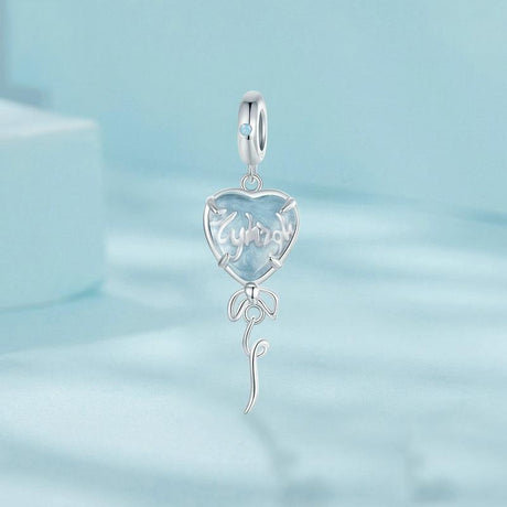 925 Sterling Silver Blue Heart Balloon Diy Beads