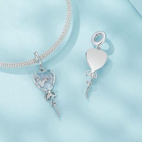 925 Sterling Silver Blue Heart Balloon Diy Beads