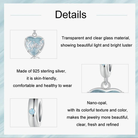 925 Sterling Silver Blue Heart Balloon Diy Beads