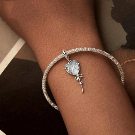 925 Sterling Silver Blue Heart Balloon Diy Beads