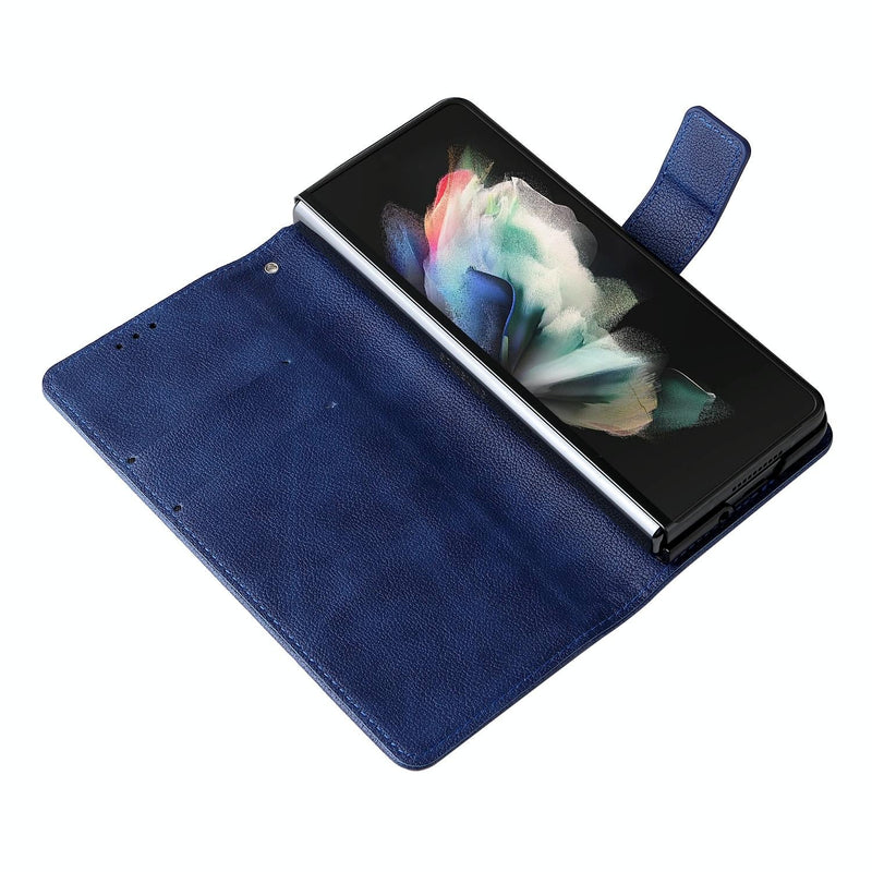 For Samsung Galaxy Z Fold4 5G Leather Flip Case With Pen Slot - Mint Blue