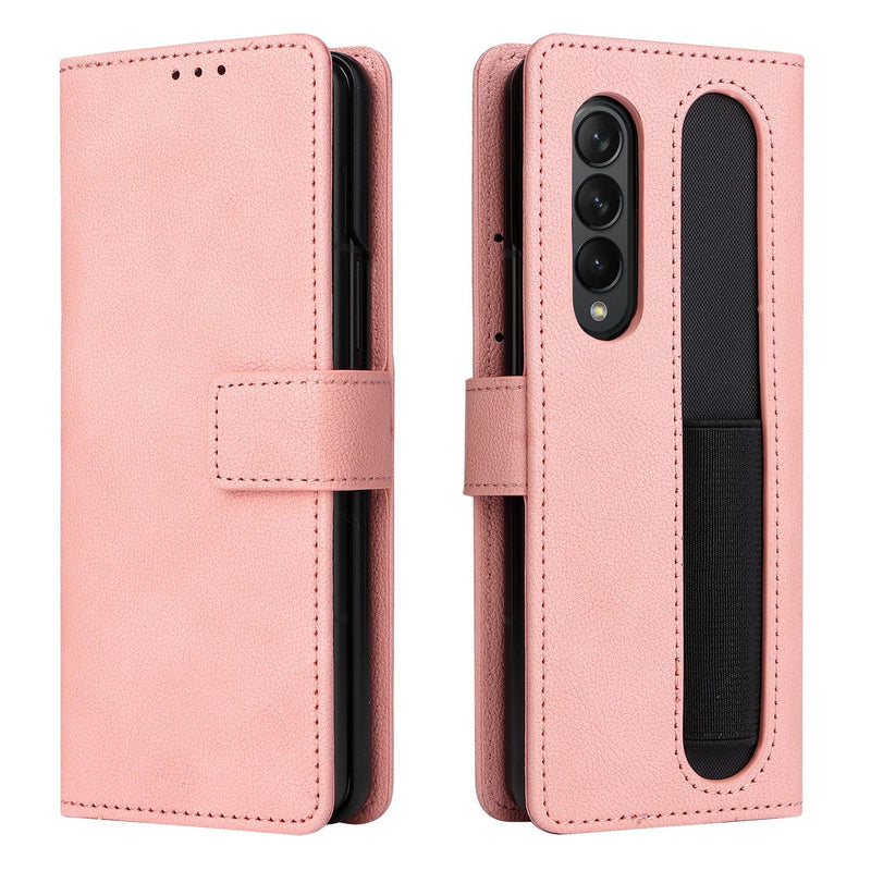 For Samsung Galaxy Z Fold4 5G Leather Flip Case With Pen Slot - Mint Blue