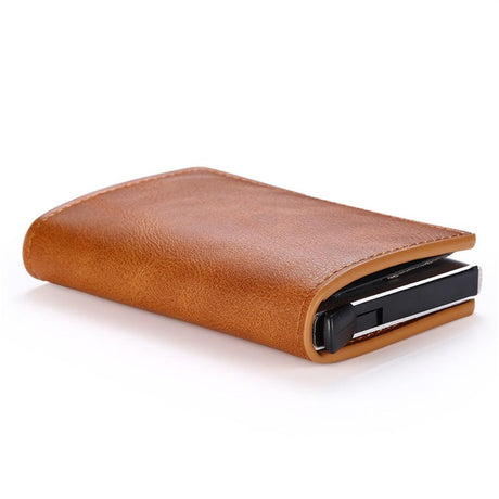 Automatic Rfid Blocking Card Holder with Coin Pocket - Red
