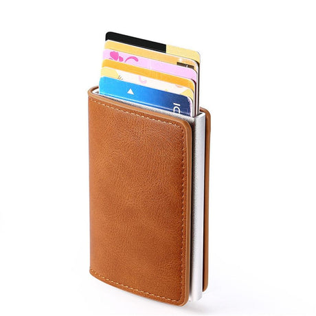 Automatic Rfid Blocking Card Holder with Coin Pocket - Red
