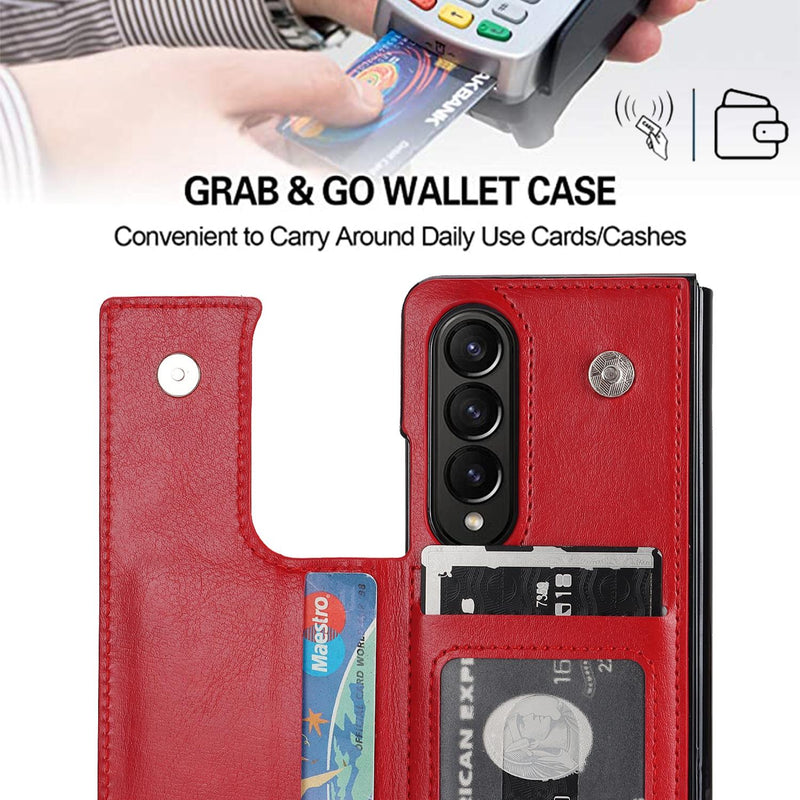 Foldable Phone Case with Double Buckle Card Slot for Samsung Galaxy z Fold4 - White