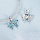 925 Sterling Silver Platinum Plated Butterfly Pendant Beads