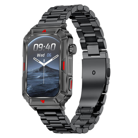 Smart Bracelet With Sleep Detection And Steel Strap - Bt5.2 - Black