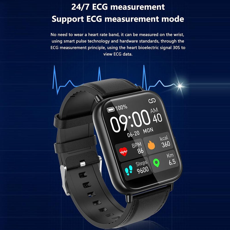 1.91 Inch Waterproof Smart Watch With Ai Diagnosis & Health Monitoring - Black