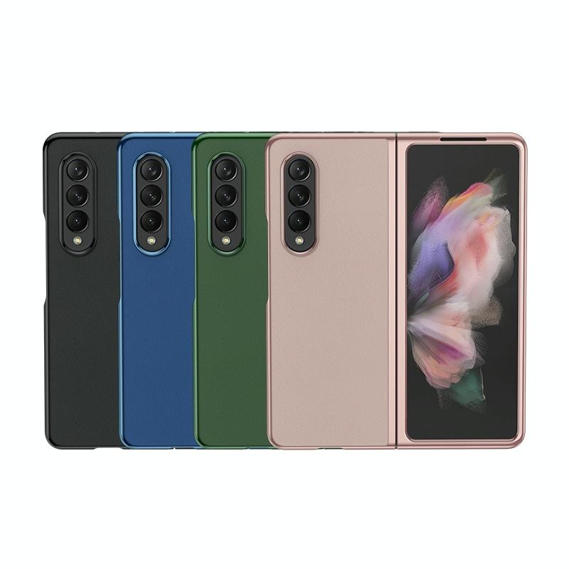 For Samsung Galaxy Z Fold4 5G Leather Plated Phone Cover - Black