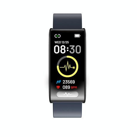 Smart Watch With Heart / Bp / Oxygen / Sugar Monitoring Silicone Strap Colour Screen - Black